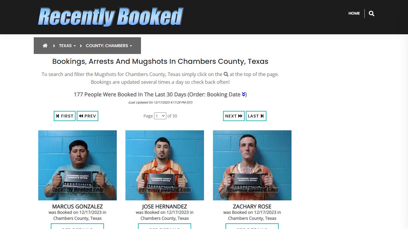 Bookings, Arrests and Mugshots in Chambers County, Texas